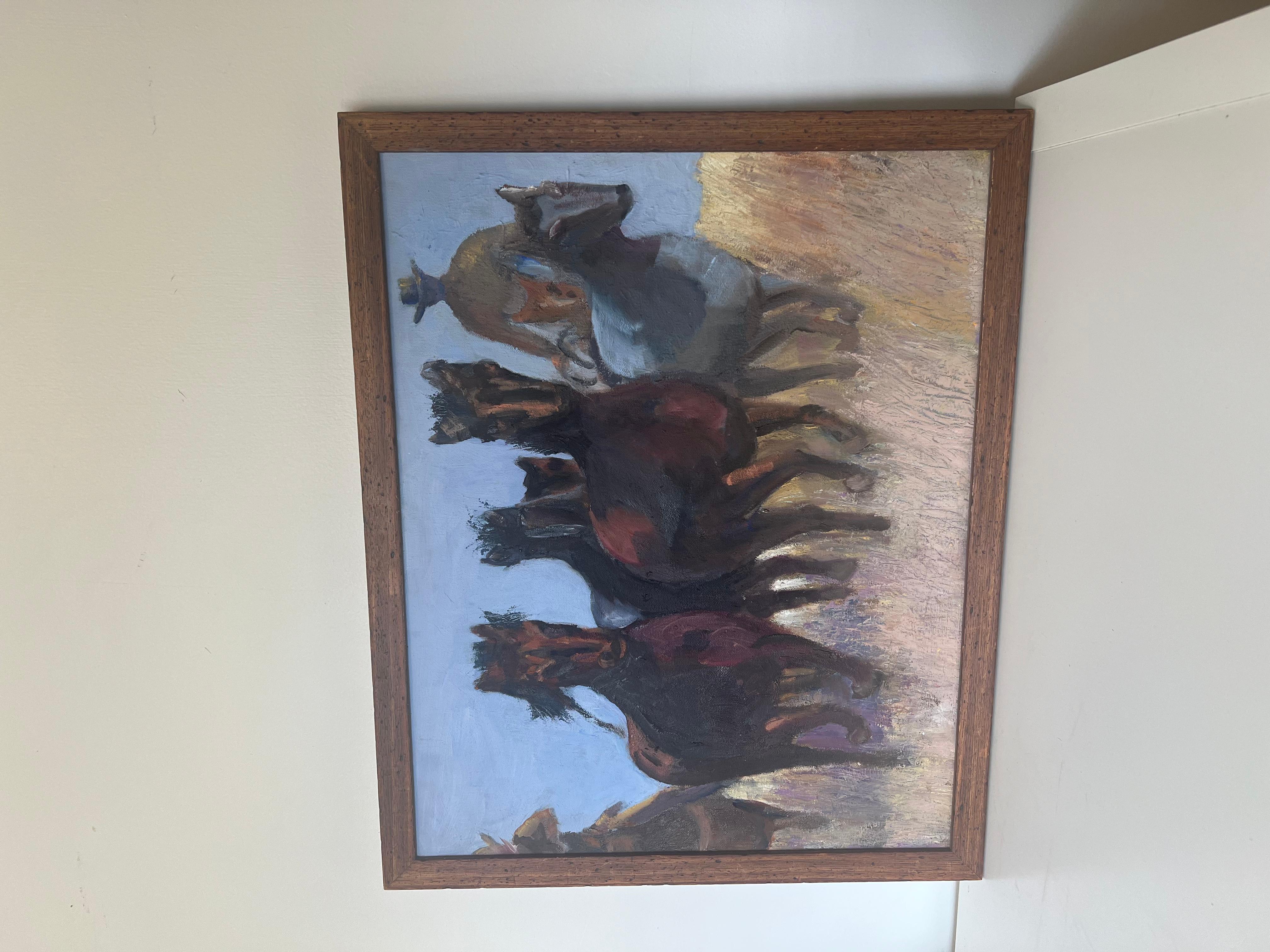 Vintage gerahmte abstrakte Malerei (Moderne der Mitte des Jahrhunderts) im Angebot