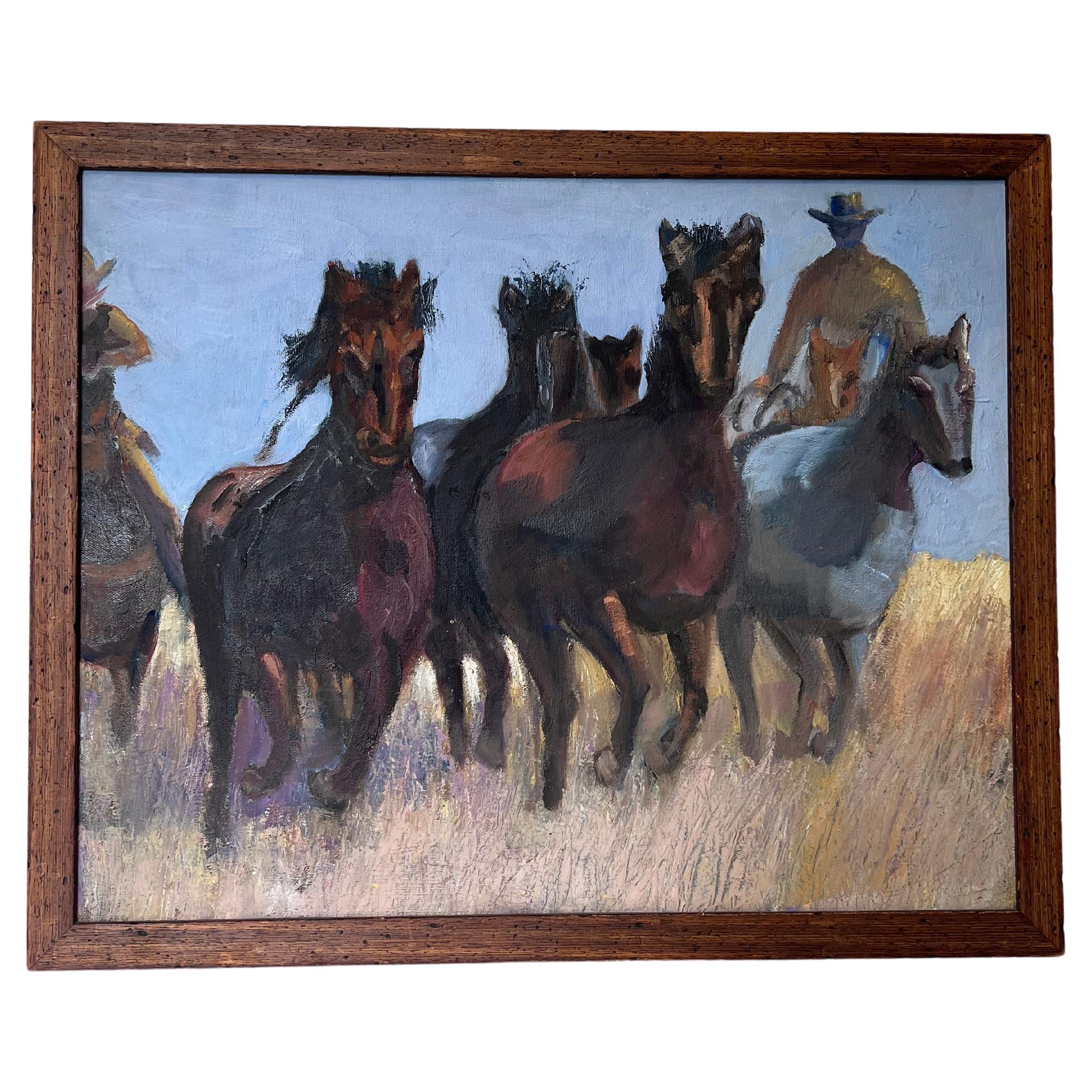 Quadro astratto vintage con cornice
