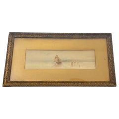 Vintage Framed and Matted Scenic Boat Artwork Print