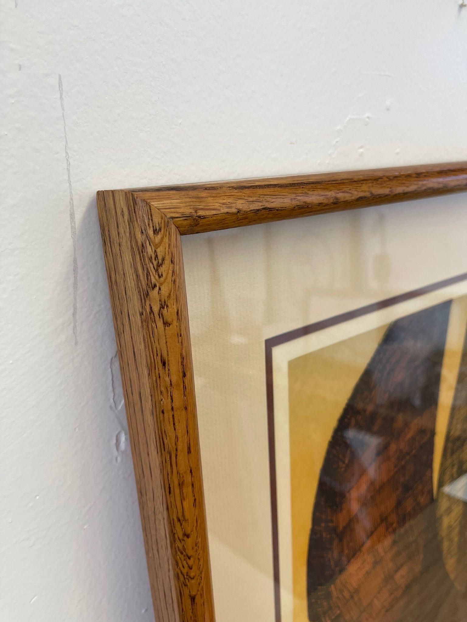 Wood Vintage Framed and Signed Artist Roger Berghoff Mid Century Modern Serigraph For Sale