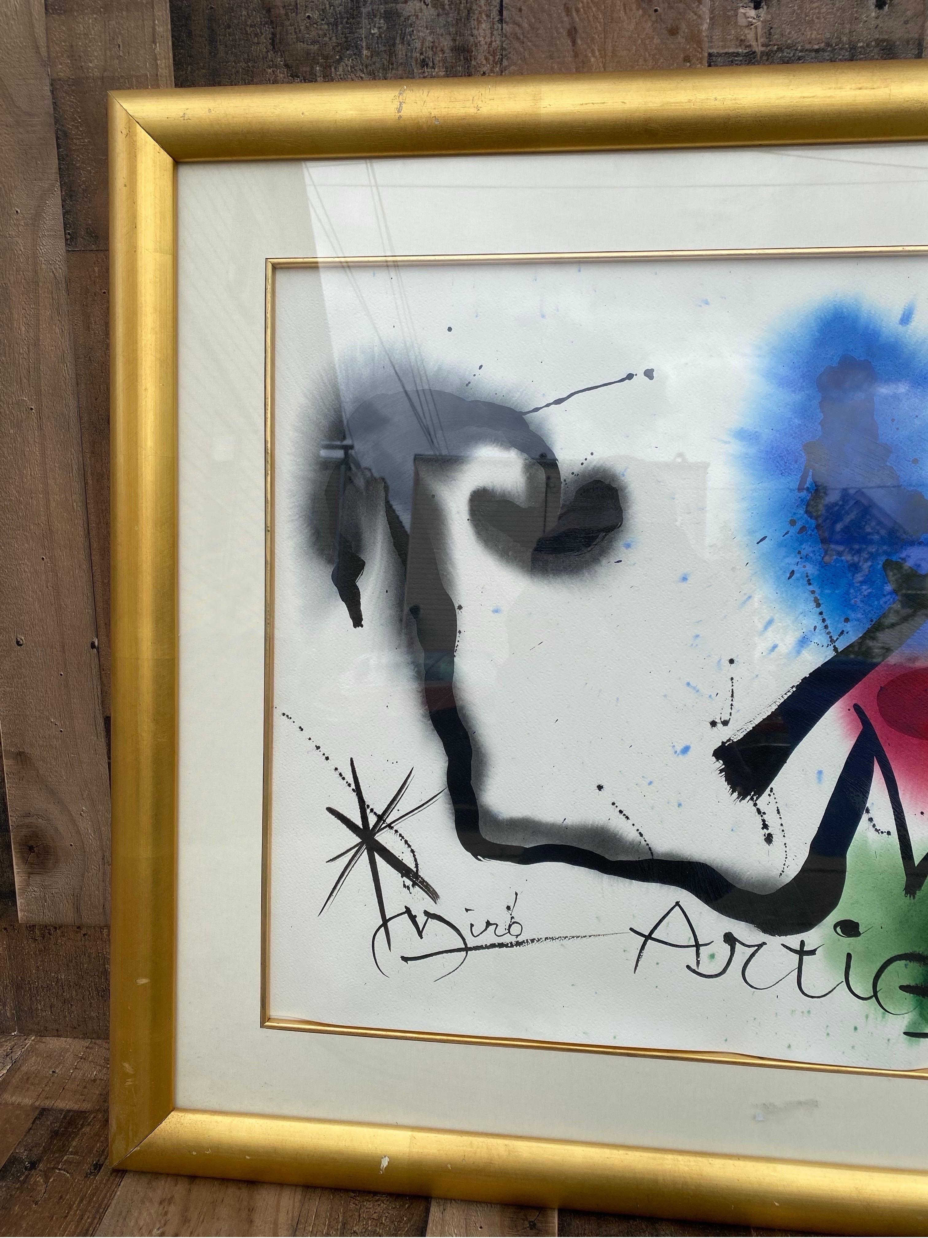 Moderno Litografia d'epoca incorniciata e firmata Joan Miro 