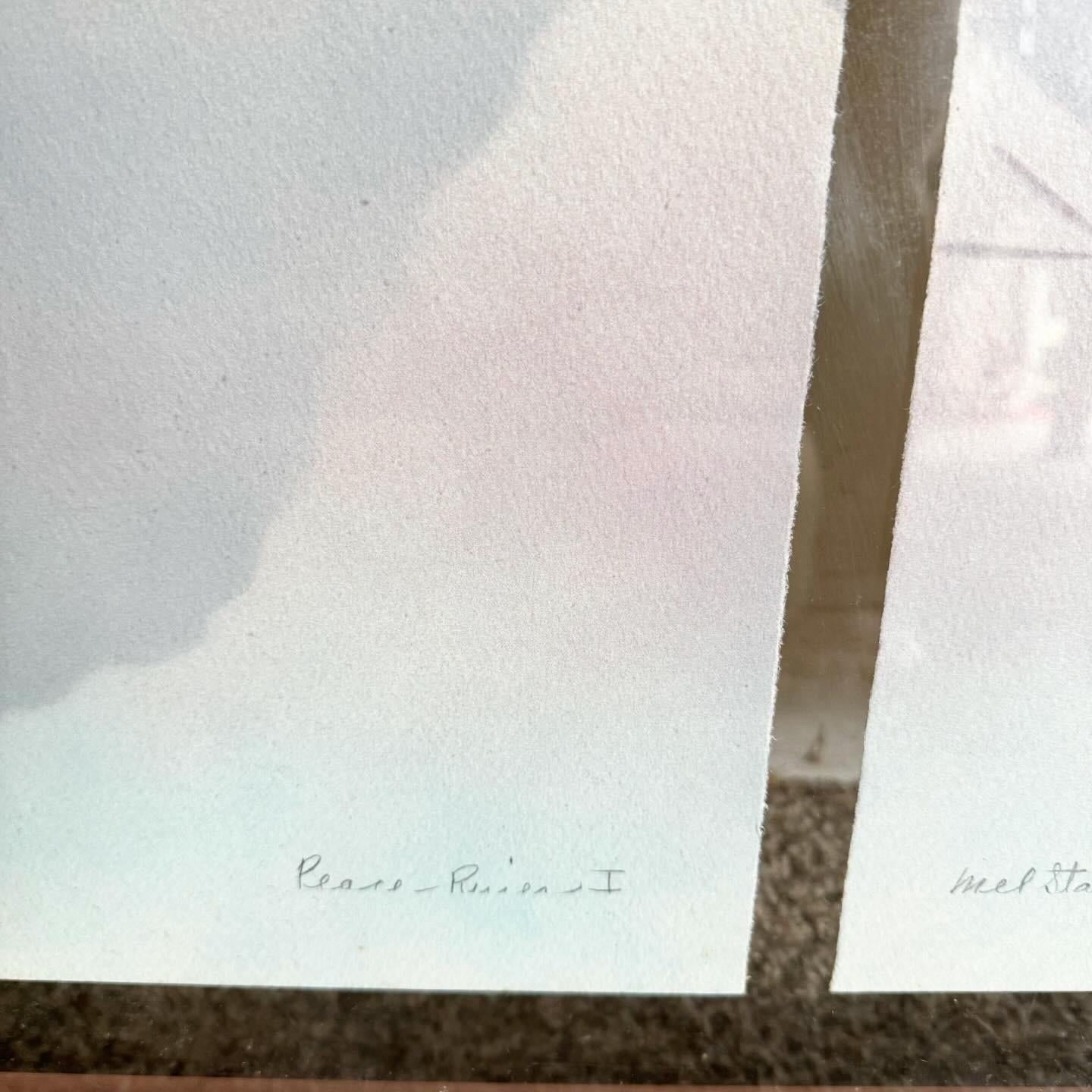 Papier Lithographies vintage Peace River I and II de Mel Stauffor, encadrées et signées en vente
