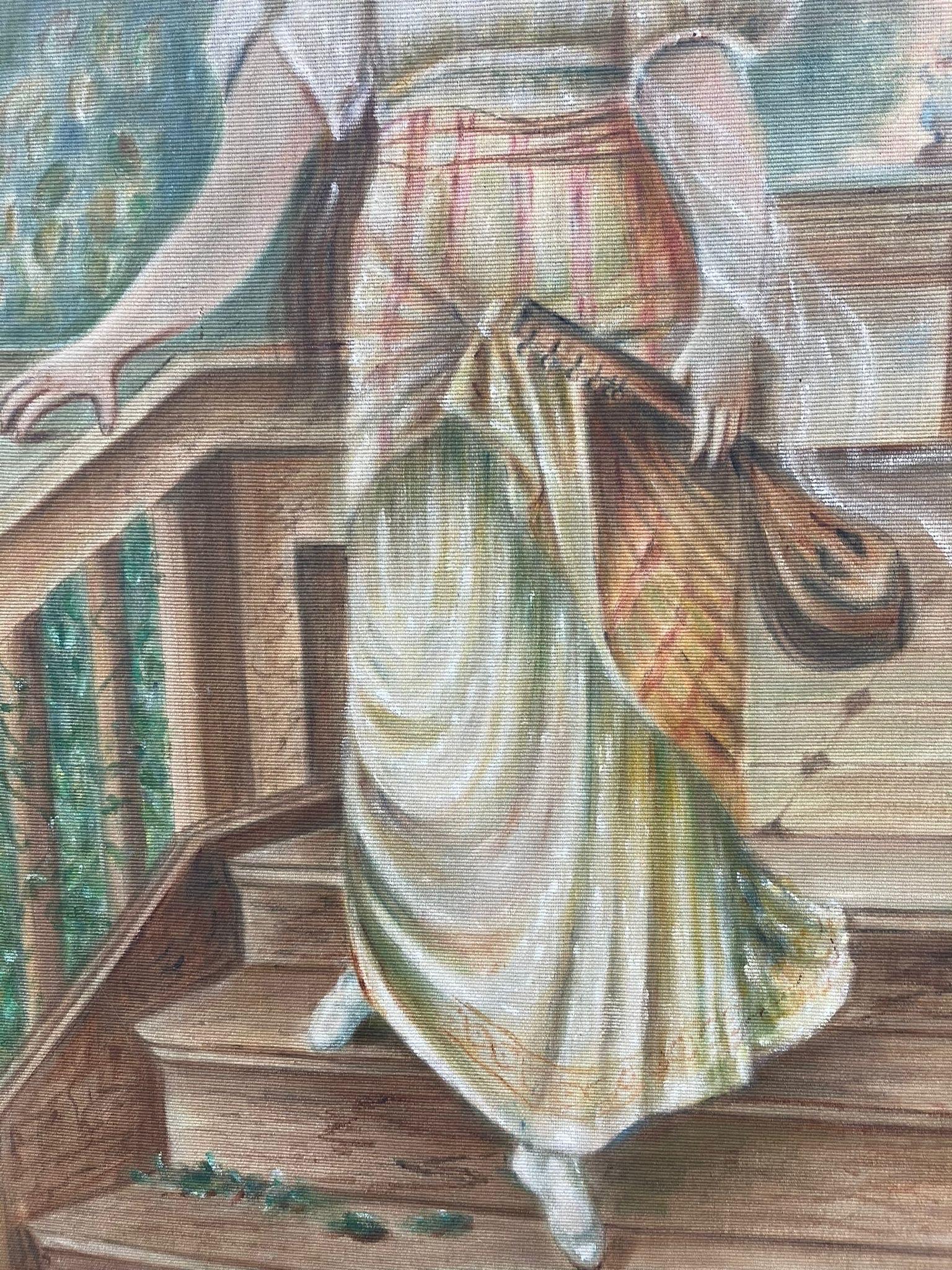 Portrait original peint d'une femme sur tissu, encadré et signé. Bon état - En vente à Seattle, WA