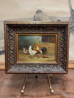 Vintage Framed and Signed Original Painting of Roosters Amsterdam