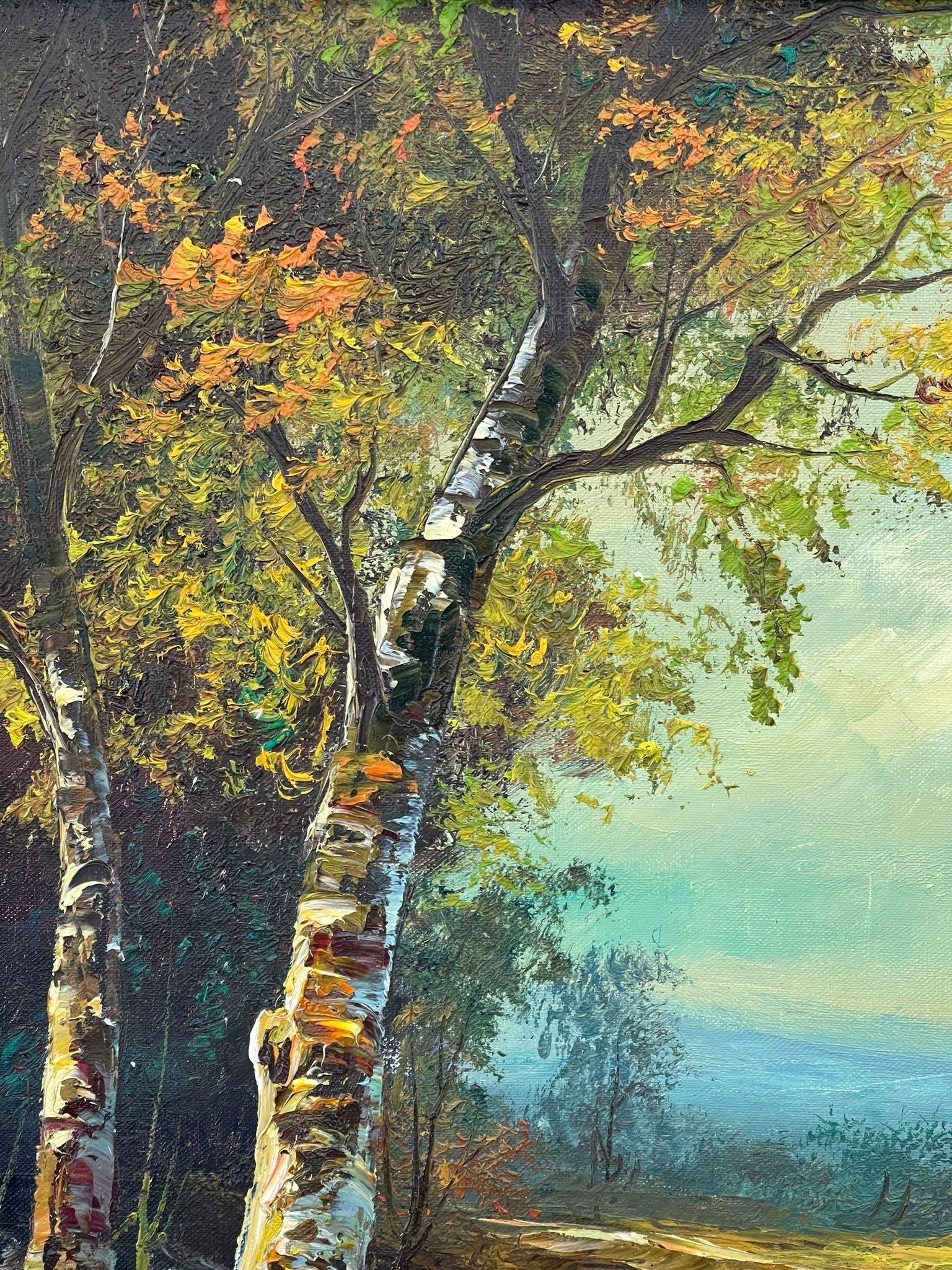 Vintage gerahmt und signiert Original-Gemälde von Vibrant Scenic Landscape. im Zustand „Gut“ im Angebot in Seattle, WA