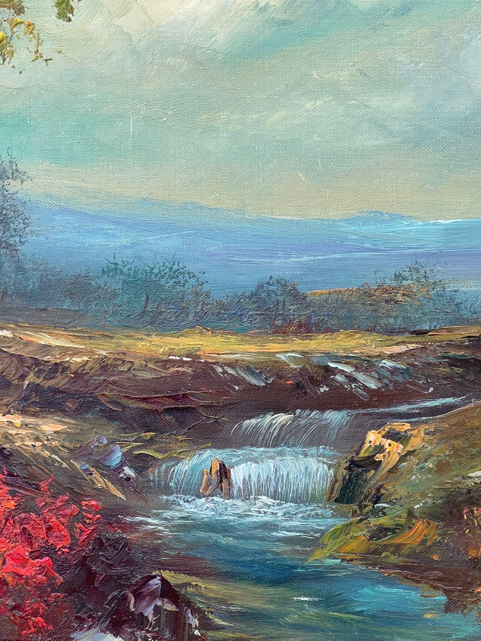 Fin du 20e siècle Peinture originale vintage encadrée et signée d'un paysage pittoresque. en vente