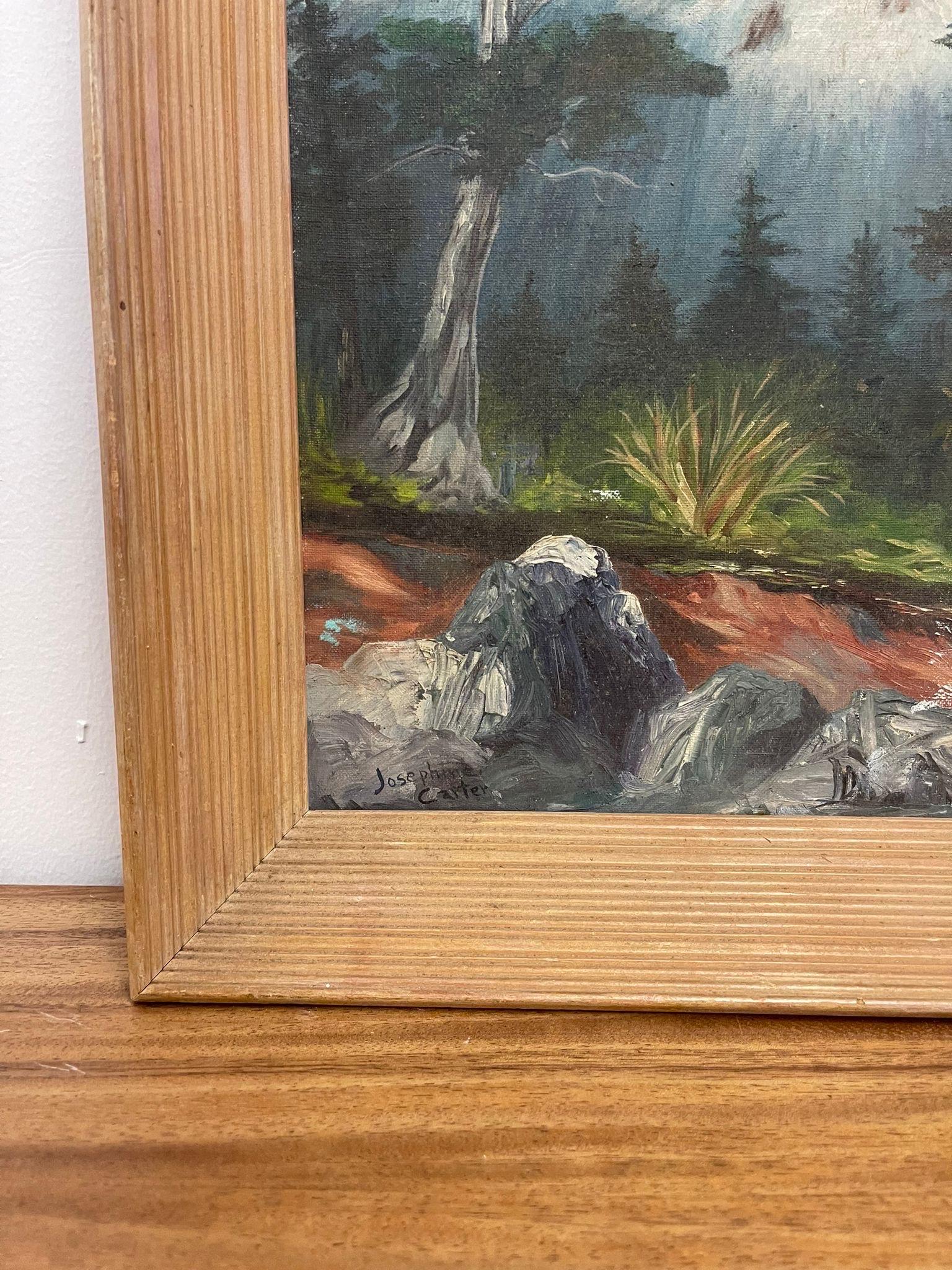 Gerahmtes und signiertes Vintage-Gemälde eines Berges im Wald. im Zustand „Gut“ im Angebot in Seattle, WA