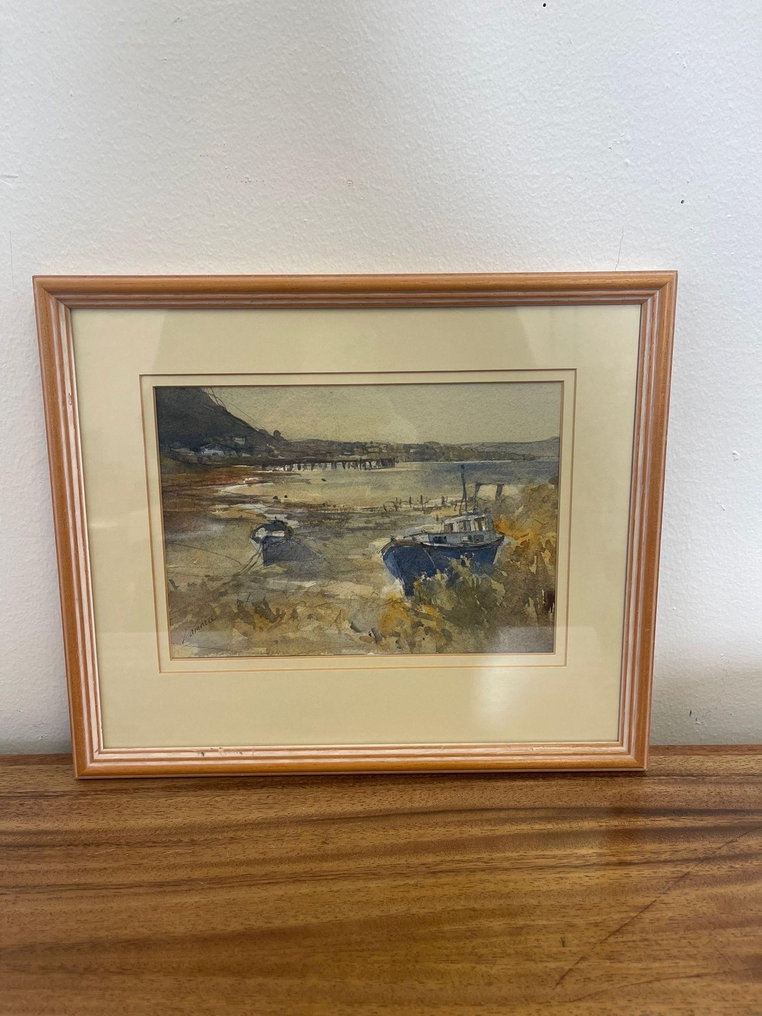 Framed and Matted within wooden frame. Unable to verify if this is a print or original. Cannot open the frame and risk the integrity of the Artwork. Vintage Condition Consistent with Age as Pictured.

Dimensions. 13 W ; 1/2 D ; 11 H