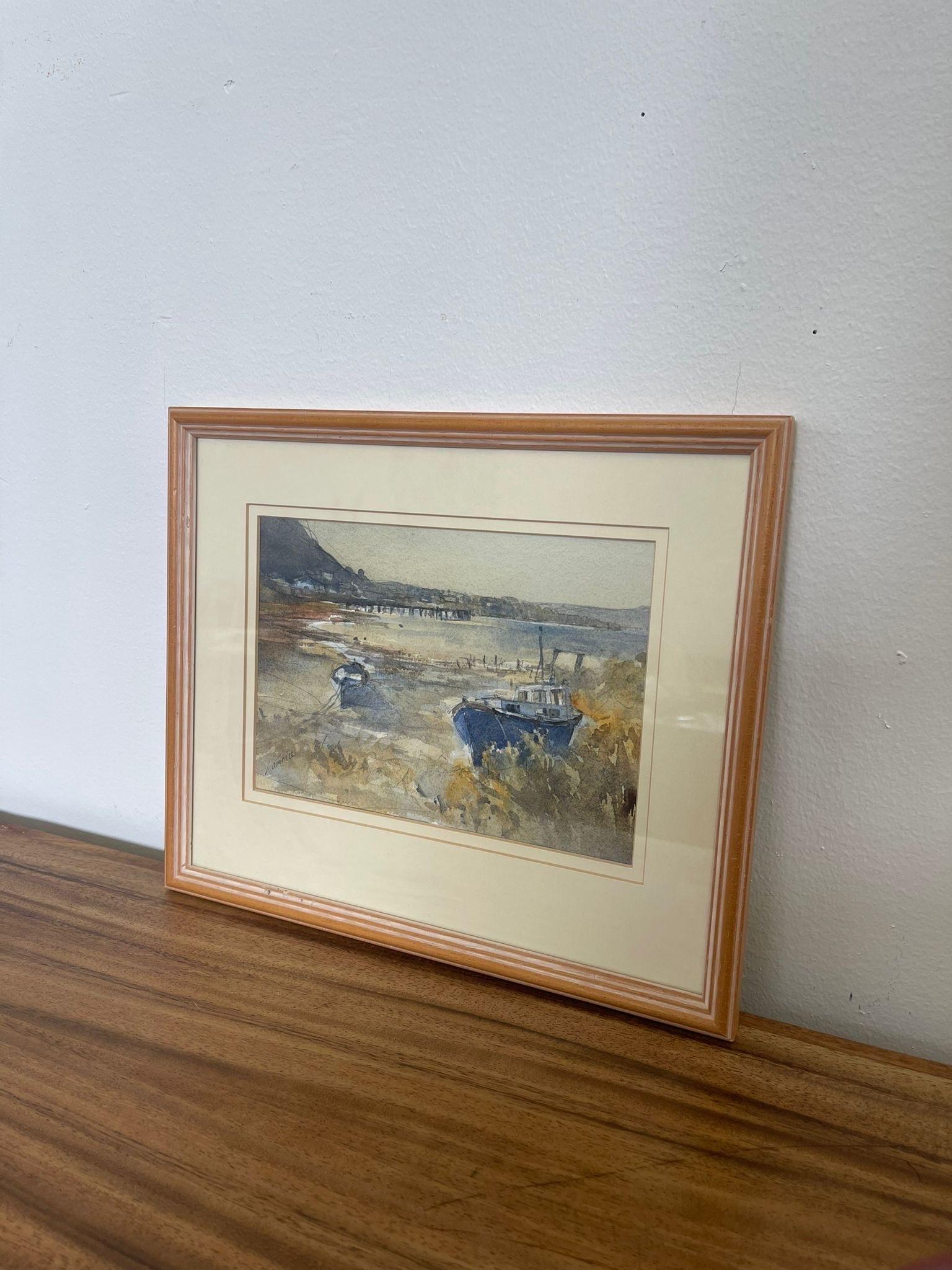 Vintage Framed and Signed Watercolor Artwork, Possibly a Print. In Good Condition For Sale In Seattle, WA