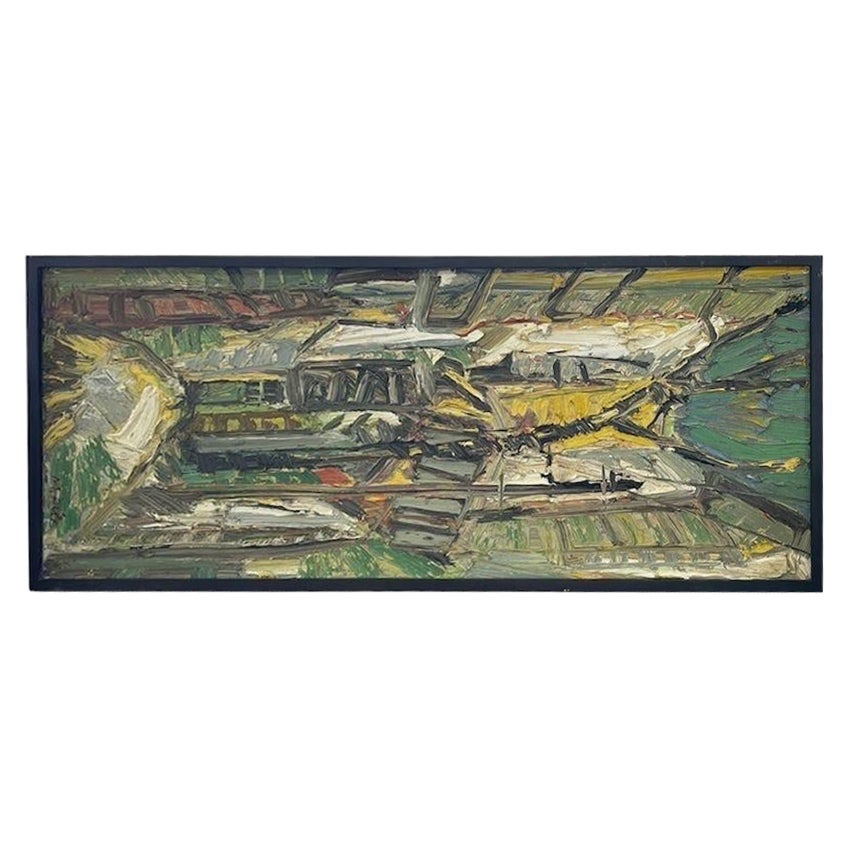 Gerahmtes Vintage-Kunstwerk auf Leinwand im Angebot