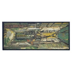 Gerahmtes Vintage-Kunstwerk auf Leinwand
