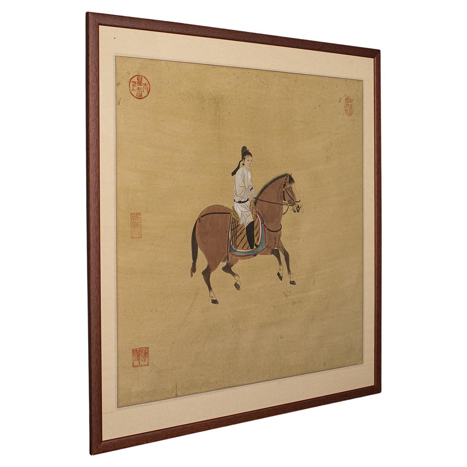 Vintage Framed Artwork, Oriental, Ink on Paper, Chinese School, Mid 20th Century For Sale