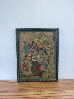 Vintage Framed Bouquet Painting.