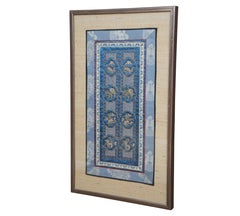 Vintage Framed Chinese Silk Embroidered Tapestry Panel Floral Butterflies