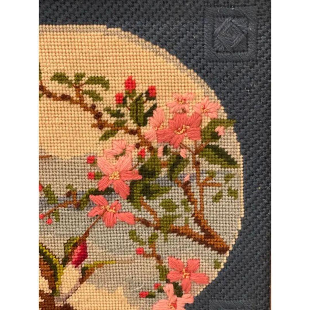 Vintage Framed Chinoiserie Asian Boho Flare Cherry Blossom Tree Hummingbird and  In Good Condition For Sale In Cookeville, TN