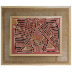 Vintage Framed Colorful Mola Textile