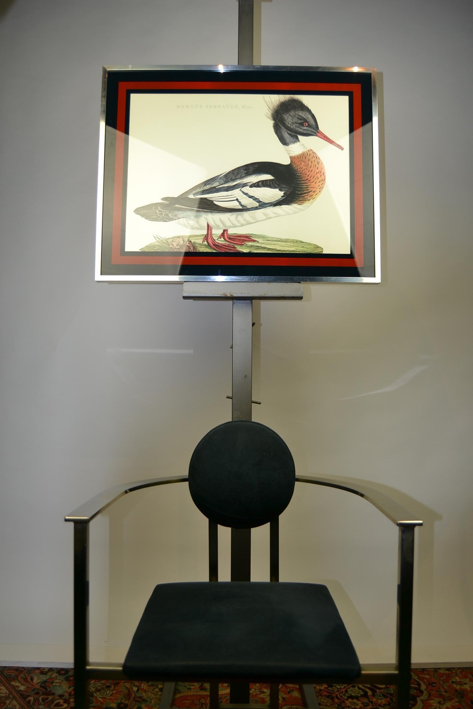 Duck Print Mergus Serrator, Mid-20th Century, aluminium with glass framed  10