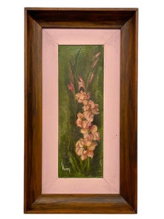 Vintage Framed Floral Painting on Canvas, Signed