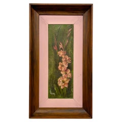 Vintage Framed Floral Painting on Canvas, Signed