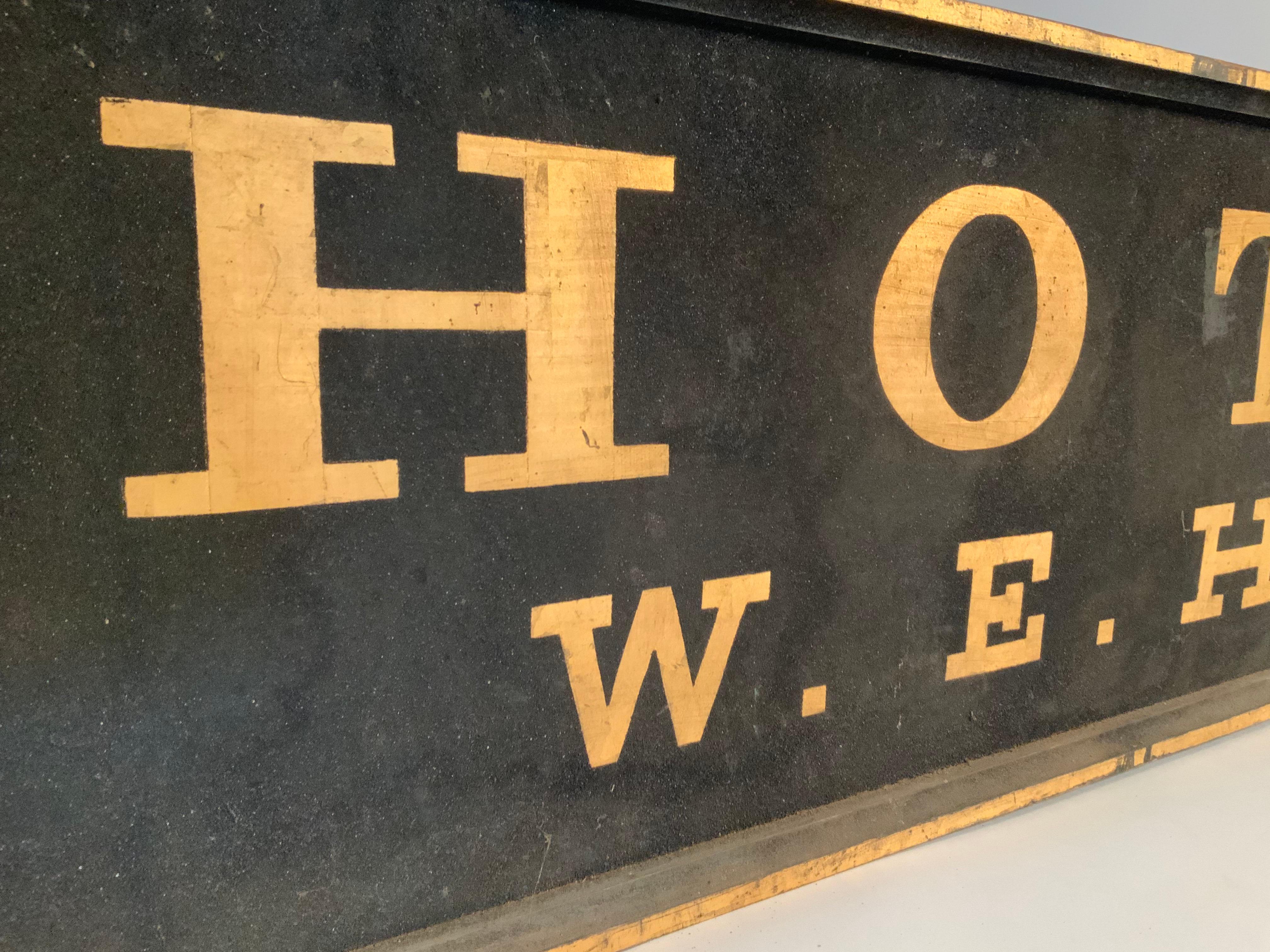 Vintage Framed Gilded Gold Hotel Trade Sign In Good Condition In Hudson, NY