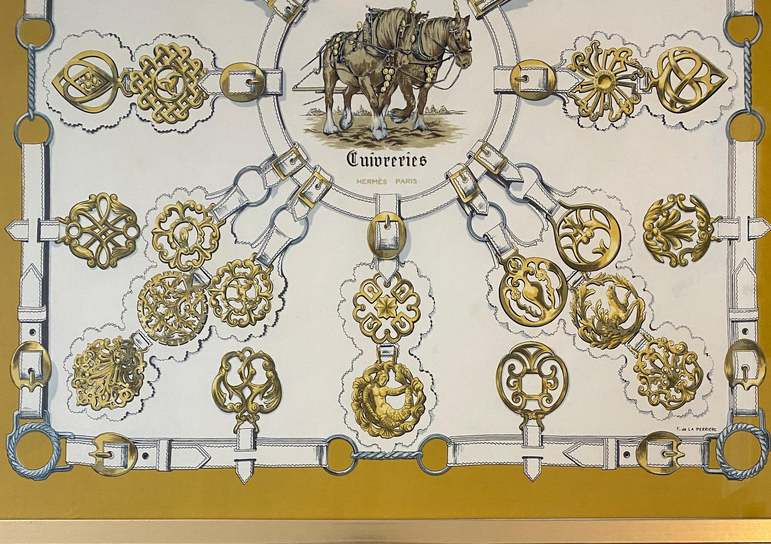 Arte da parete con sciarpa Hermes incorniciata d'epoca in vendita 1