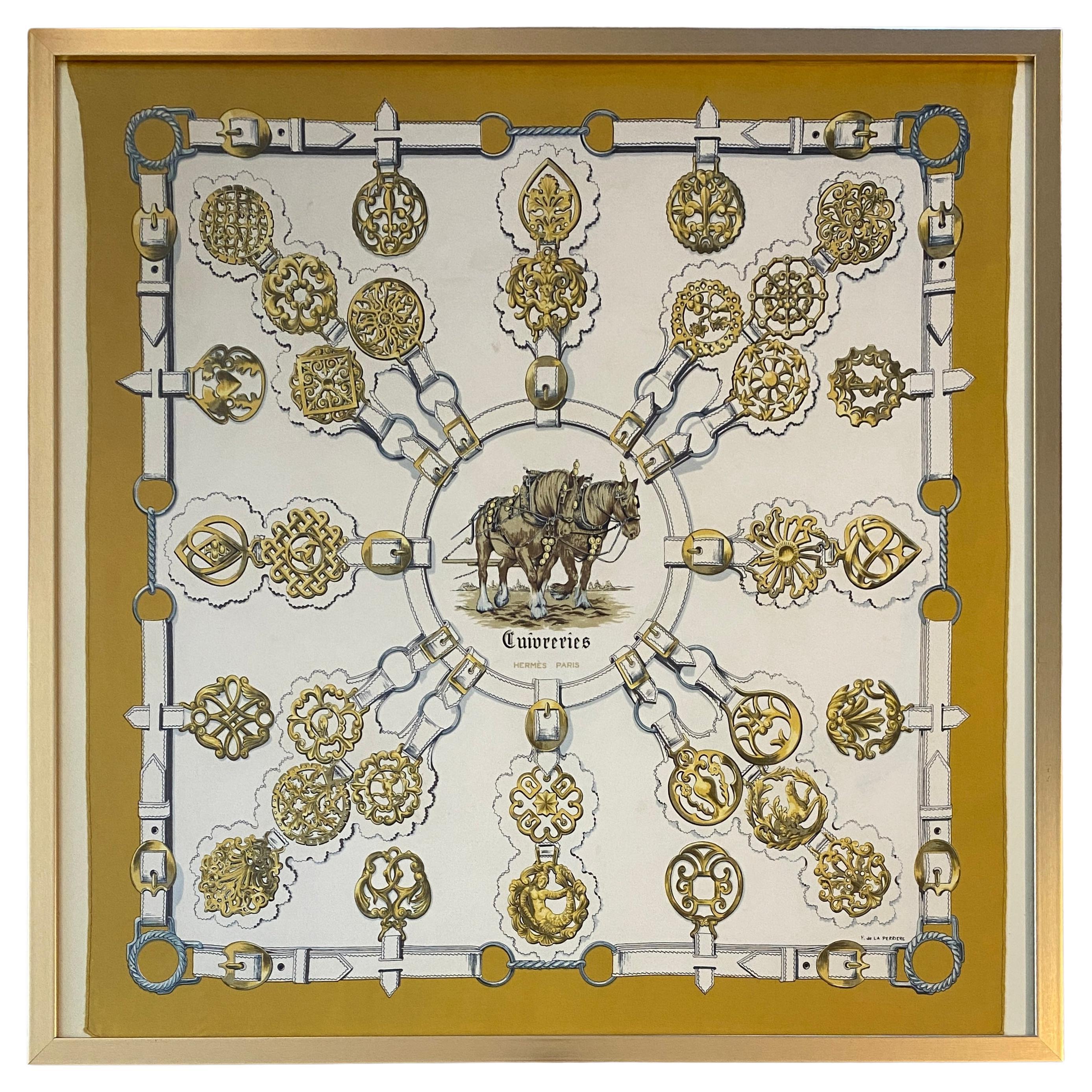 Vintage Framed Hermes Scarf Wall Art