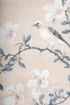 Vintage Framed Japanese Watercolour on Silk Signed C.1960