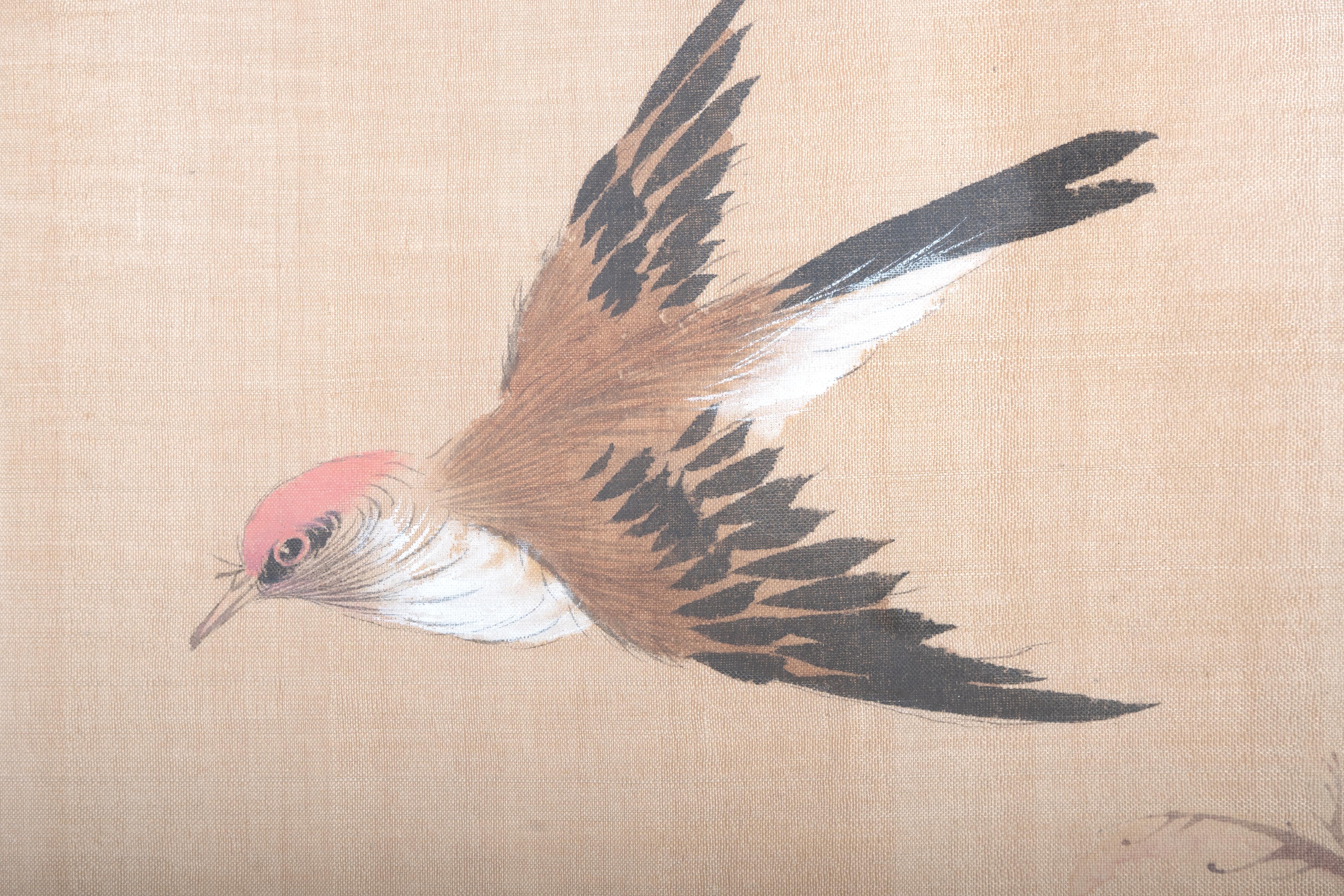 Vintage Framed Japanese Watercolour on Silk Signed C.1960 In Good Condition For Sale In London, GB