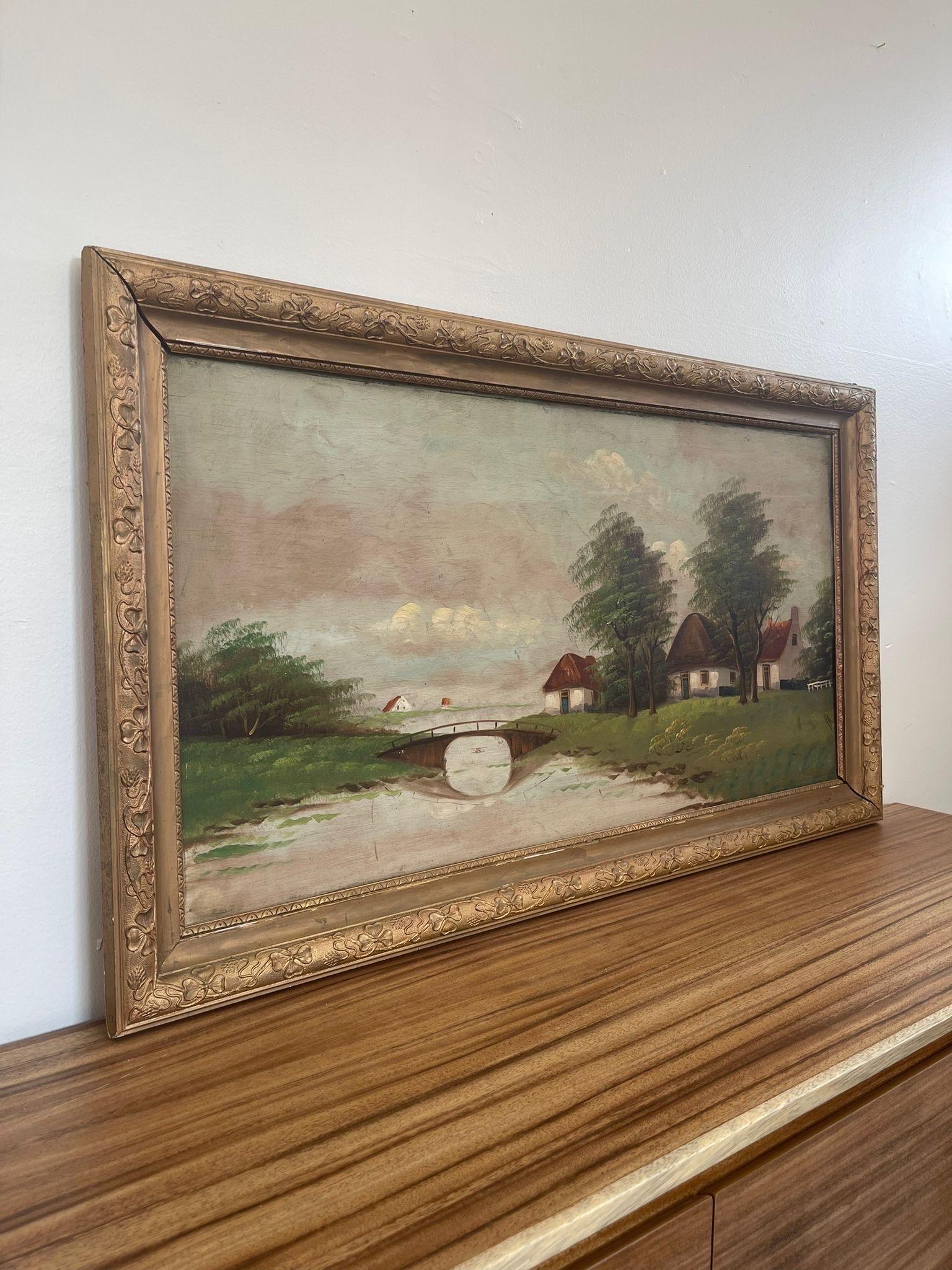 Vintage Framed Landscape Painting  In Good Condition For Sale In Seattle, WA