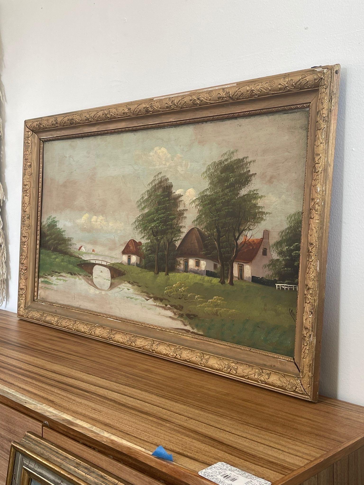 Late 20th Century Vintage Framed Landscape Painting  For Sale