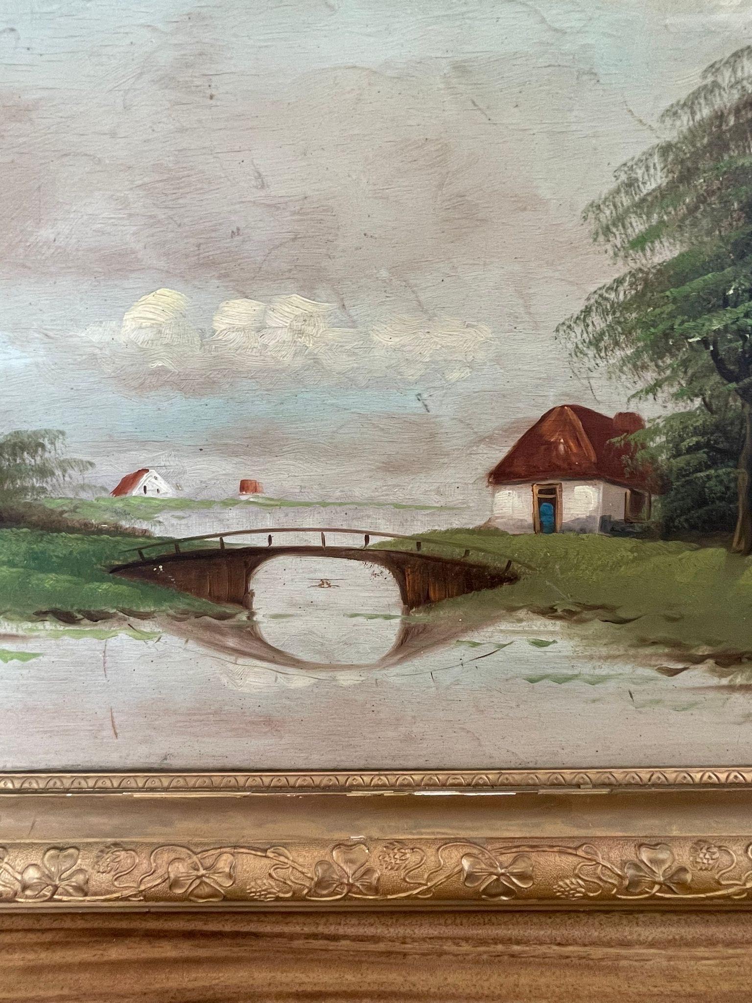 Vintage Framed Landscape Painting  For Sale 2