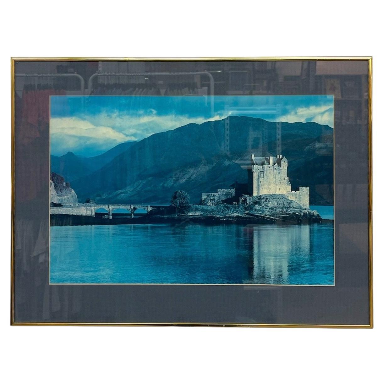 Photographie de paysage vintage encadrée d
un château