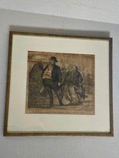 Stampa litografica vintage incorniciata intitolata "Honore Daumier".