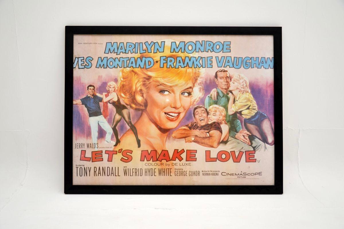 A wonderful and very rare original vintage framed Marilyn Monroe film poster ‘Let’s Make Love’. This dates from 1960, it features artwork by British designer Tom Chantrell, and it is considered to be one of the best images of Monroe.

It is nicely