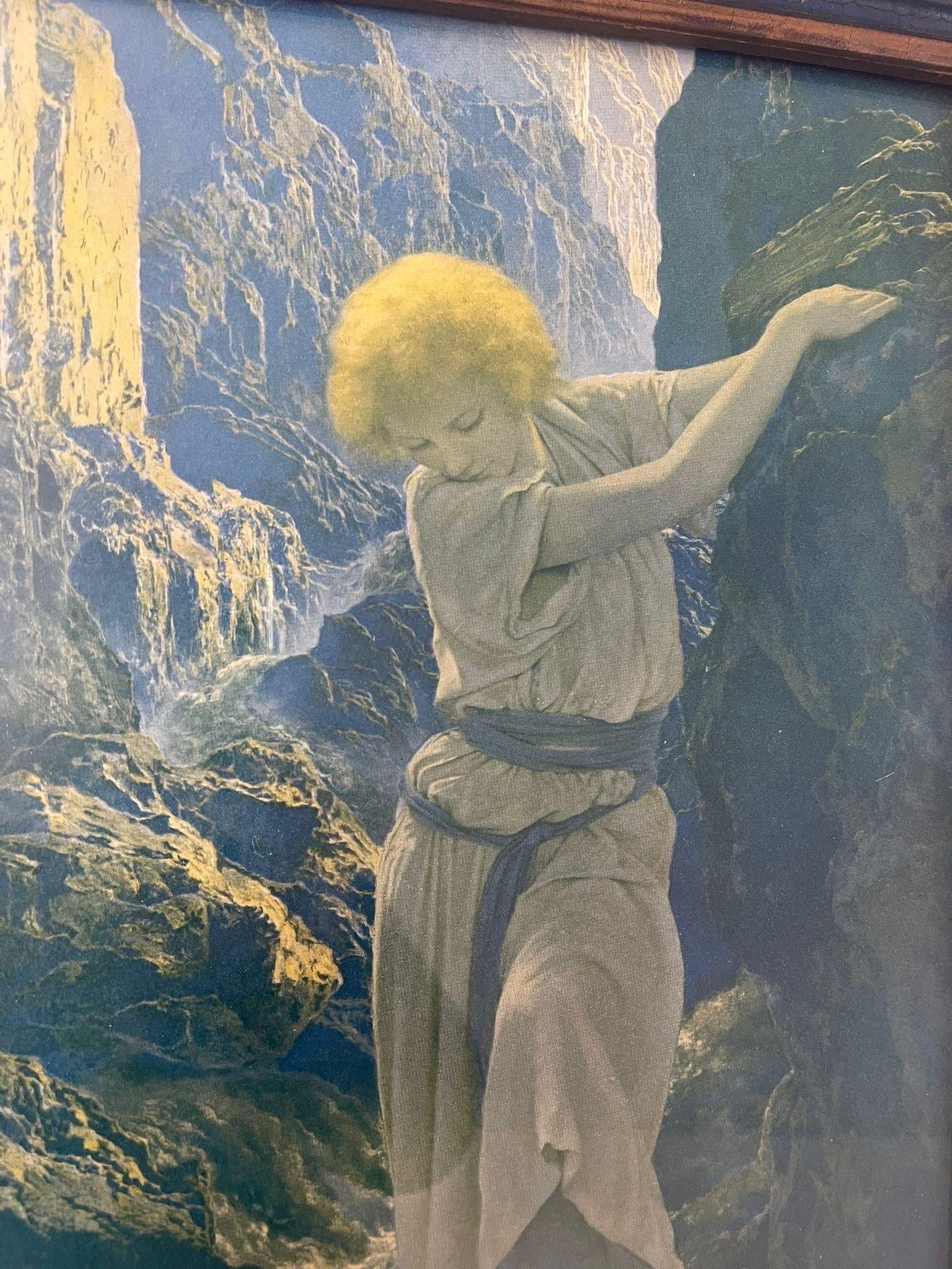 Wood Vintage Framed Maxfield Parrish the Canyon Lithograph For Sale