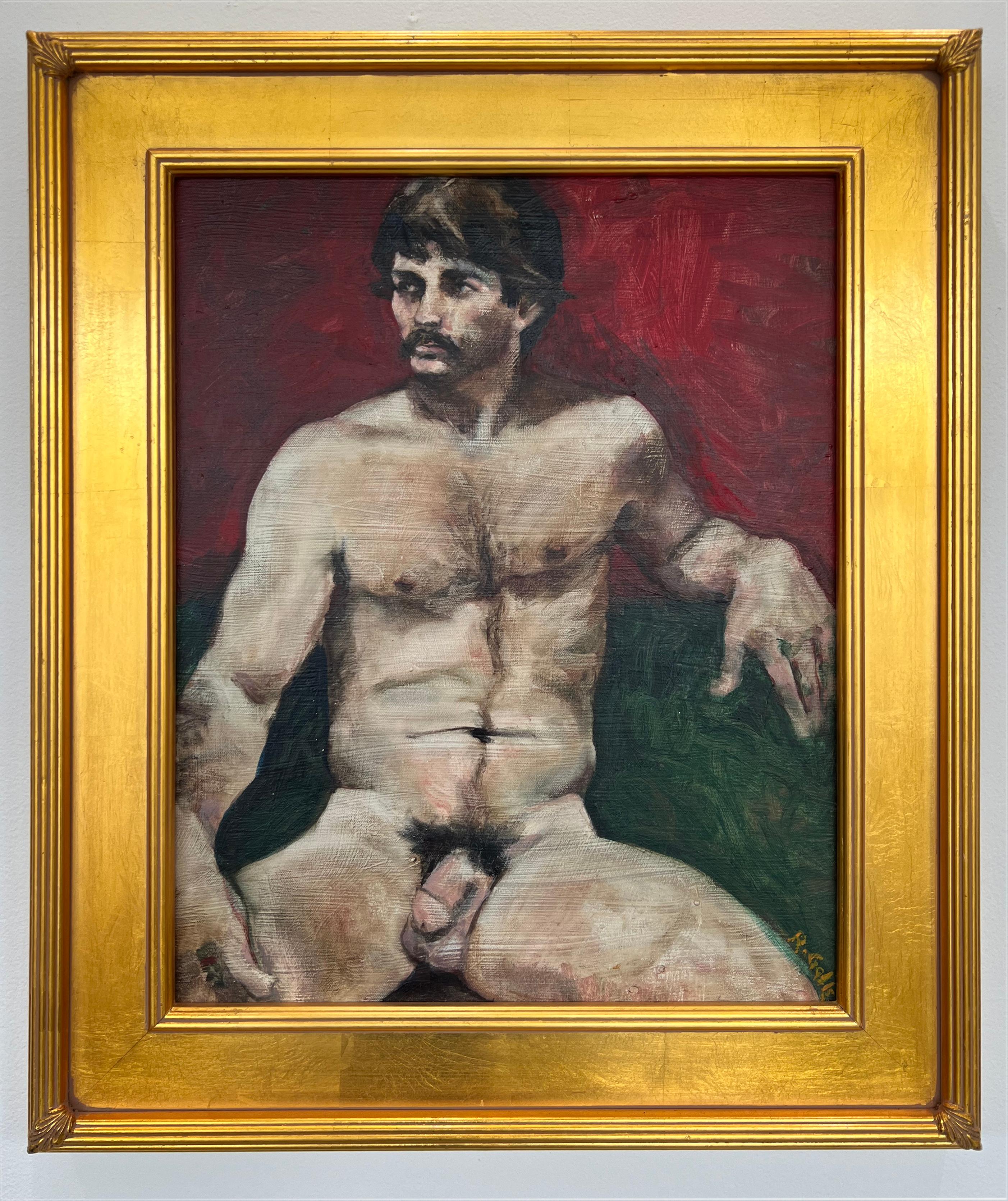 Vintage Framed Mid-century Male Nude Study Oil Painting 2