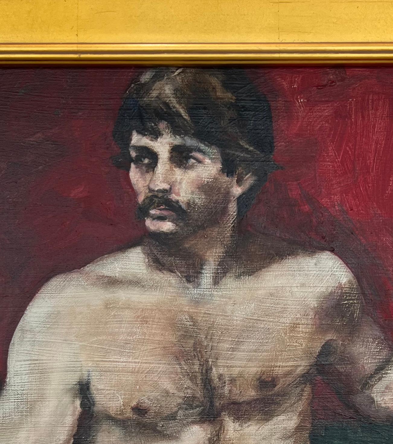 Vintage Framed mid-century male nude study oil painting

Offered for sale is an original mid-century oil painting on canvas of a male nude study. The painting is signed 