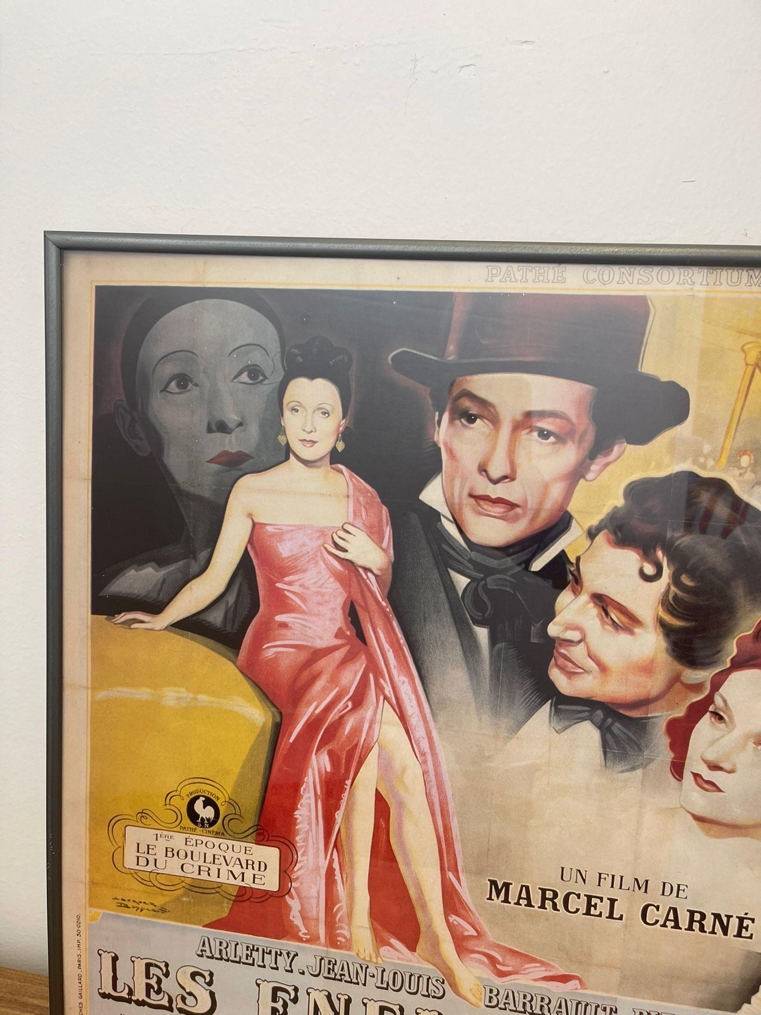 Wood Vintage Framed Movie Poster of “ Les Enfants Du Paradis “ Circa 1945. For Sale