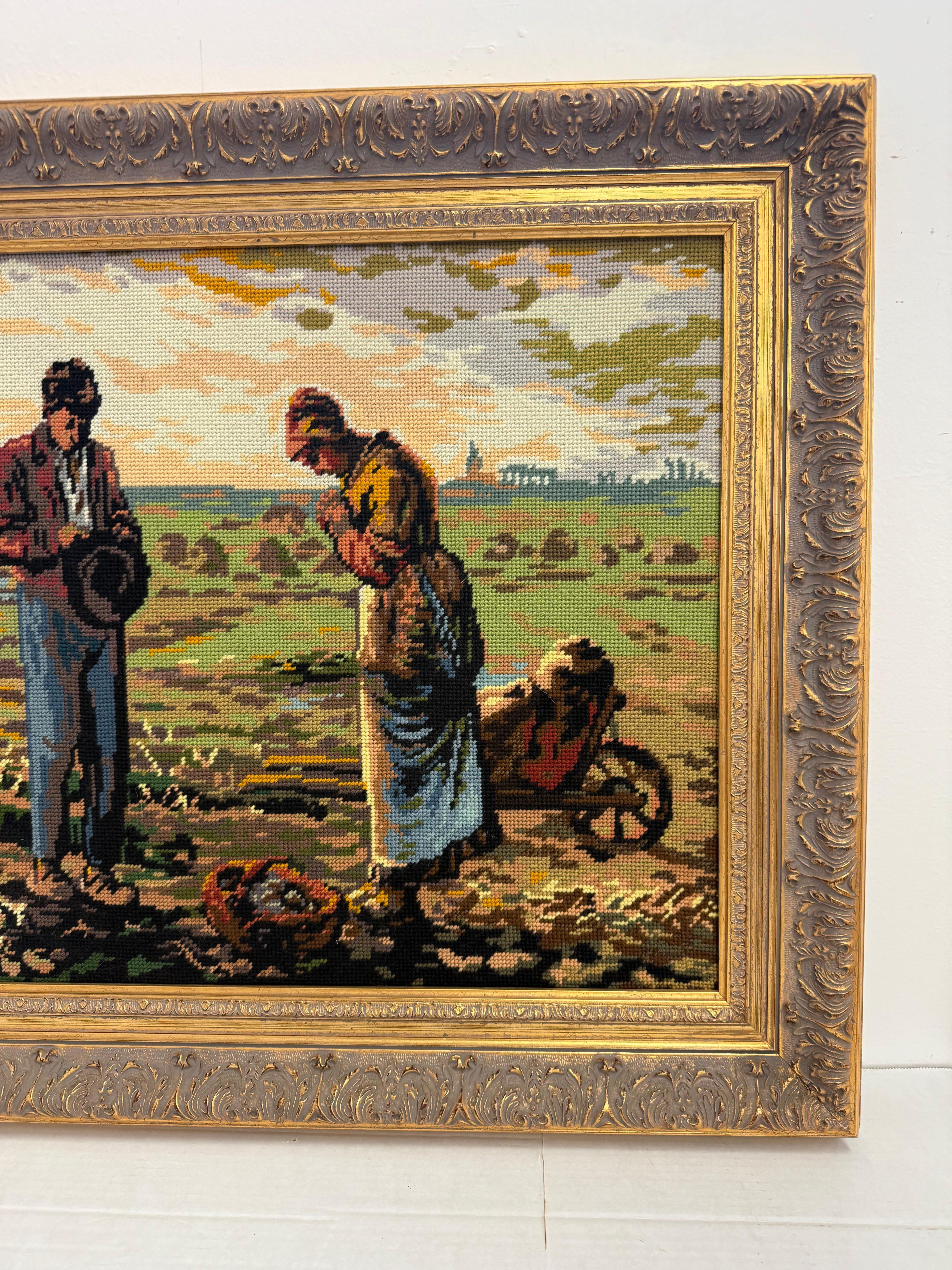 Tapisserie vintage encadrée à l'aiguille - Art de la broderie d'inspiration Angelus Bon état - En vente à Seattle, WA