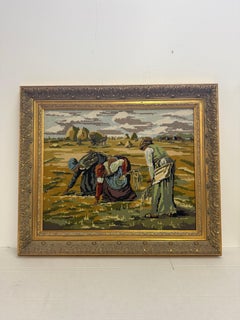 Vintage Framed Needlepoint Tapestry - The Gleaners Inspired Embroidery Art