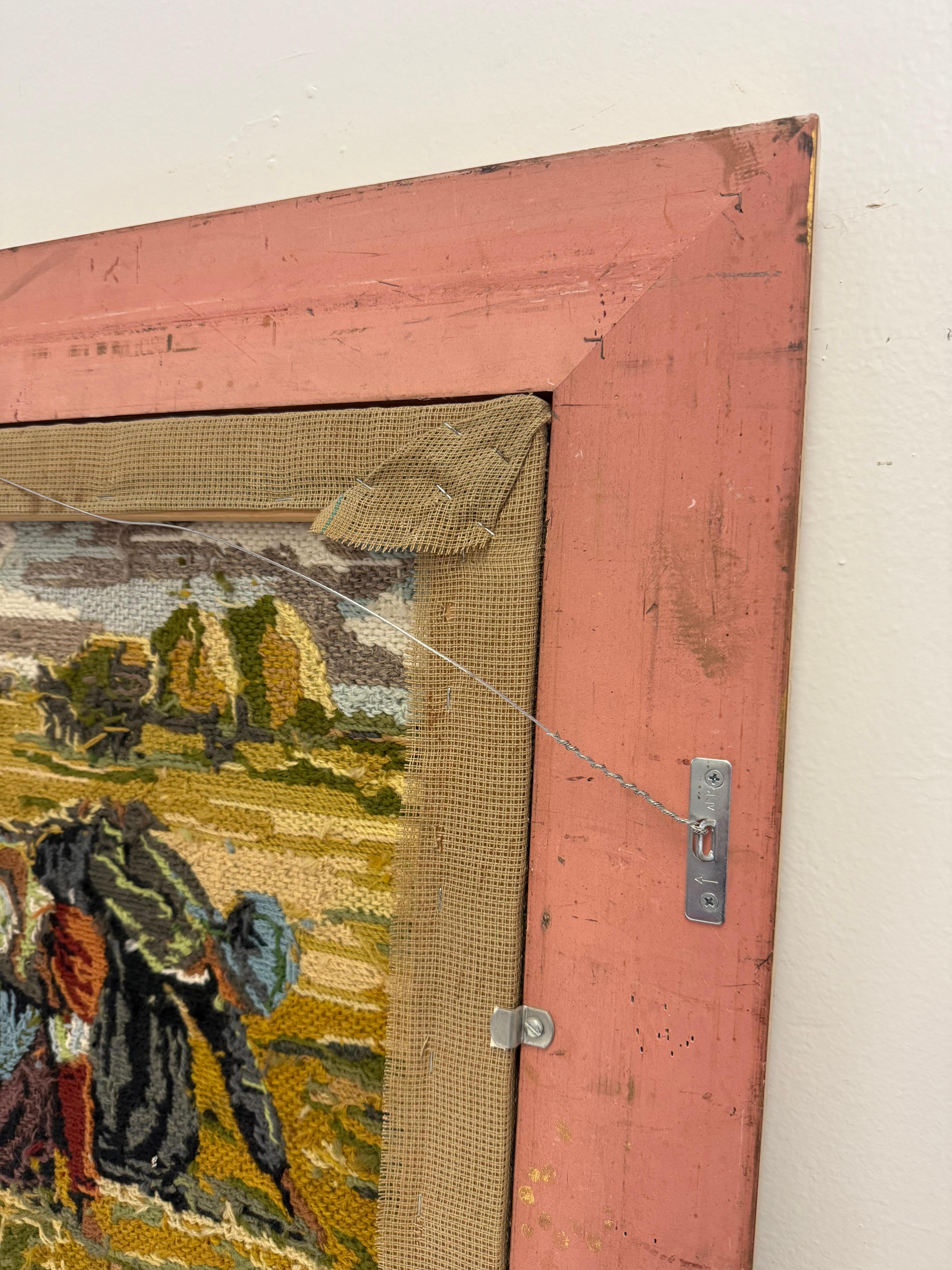 Gerahmter Vintage-Wandteppich mit Gobelinstickerei - The Gleaners inspirierte Stickerei-Kunst im Angebot 3