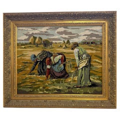 Tapisserie vintage encadrée « The Gleaners Inspired Embroidery Art »