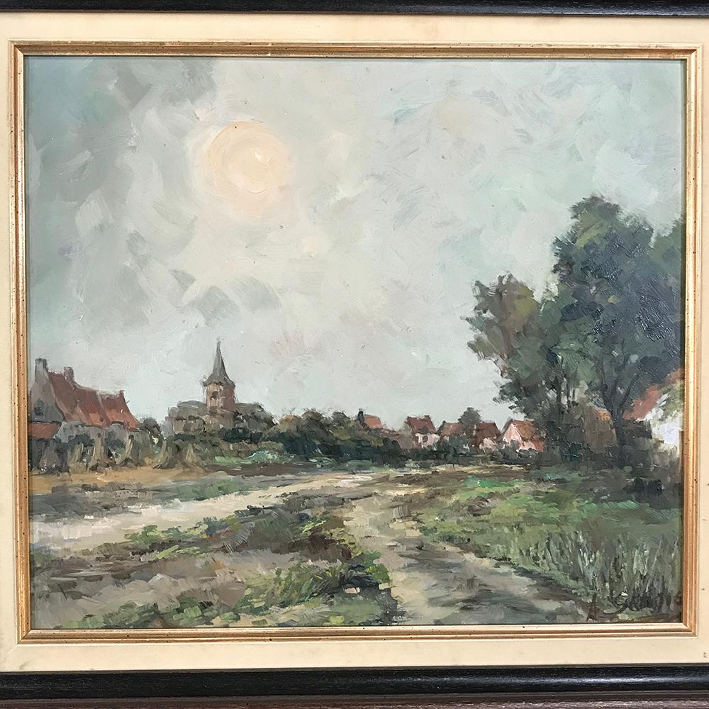 Expressionist Vintage Framed Oil Painting on Board by A. Sergier For Sale