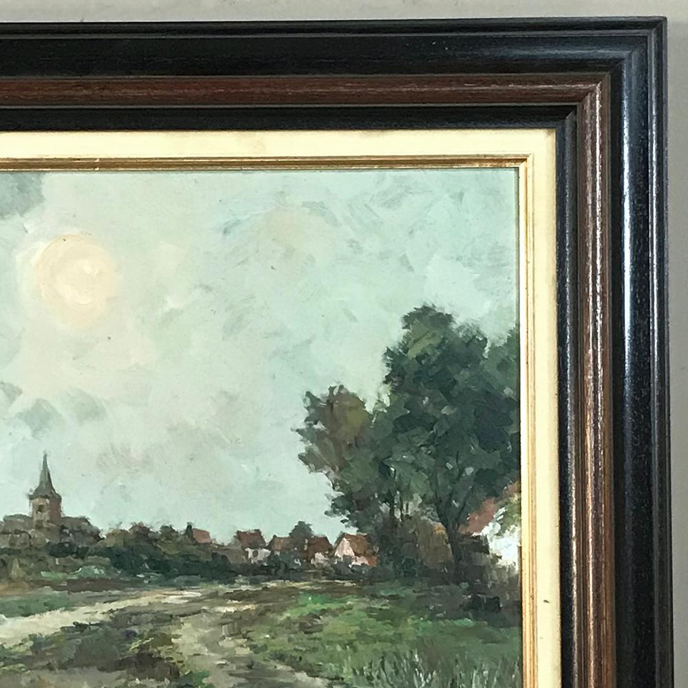 Vintage Framed Oil Painting on Board by A. Sergier In Good Condition For Sale In Dallas, TX