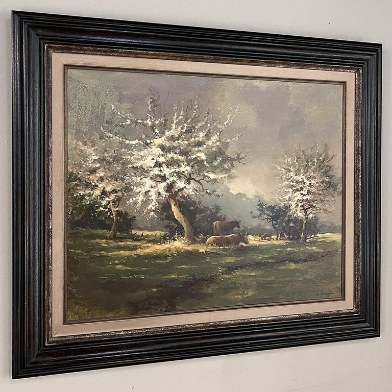 Vintage Framed Oil Painting on Canvas by E. Van Orden For Sale at 1stDibs