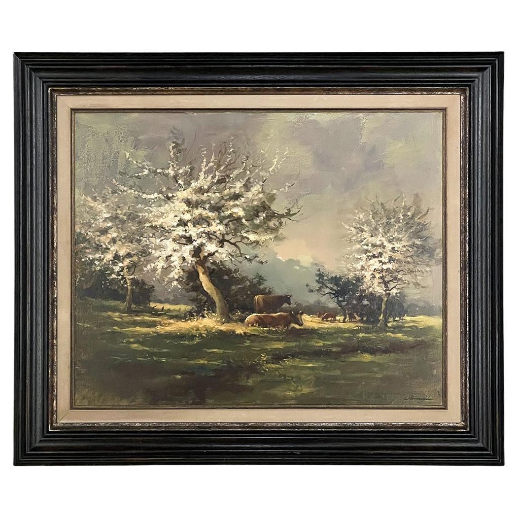 Vintage Framed Oil Painting on Canvas by E. Van Orden For Sale