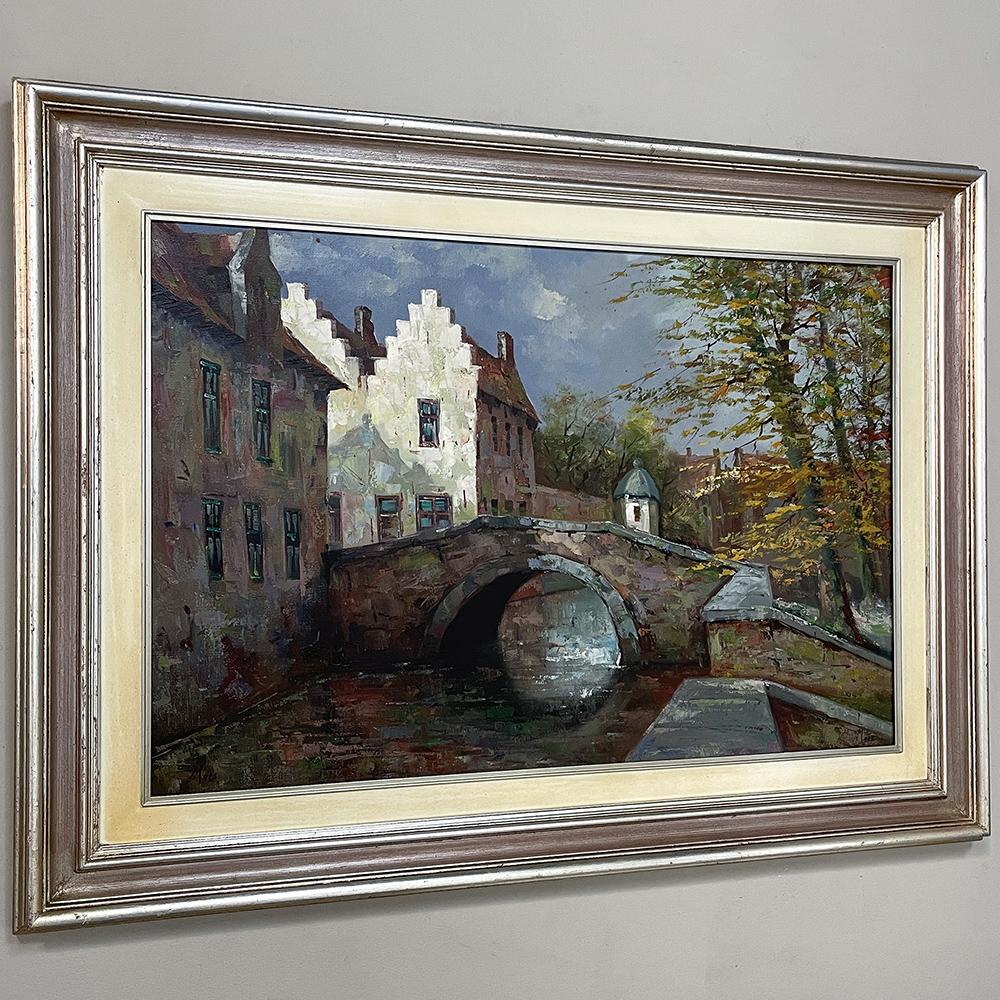 Belgian Vintage Framed Oil Painting on Canvas by Mees For Sale
