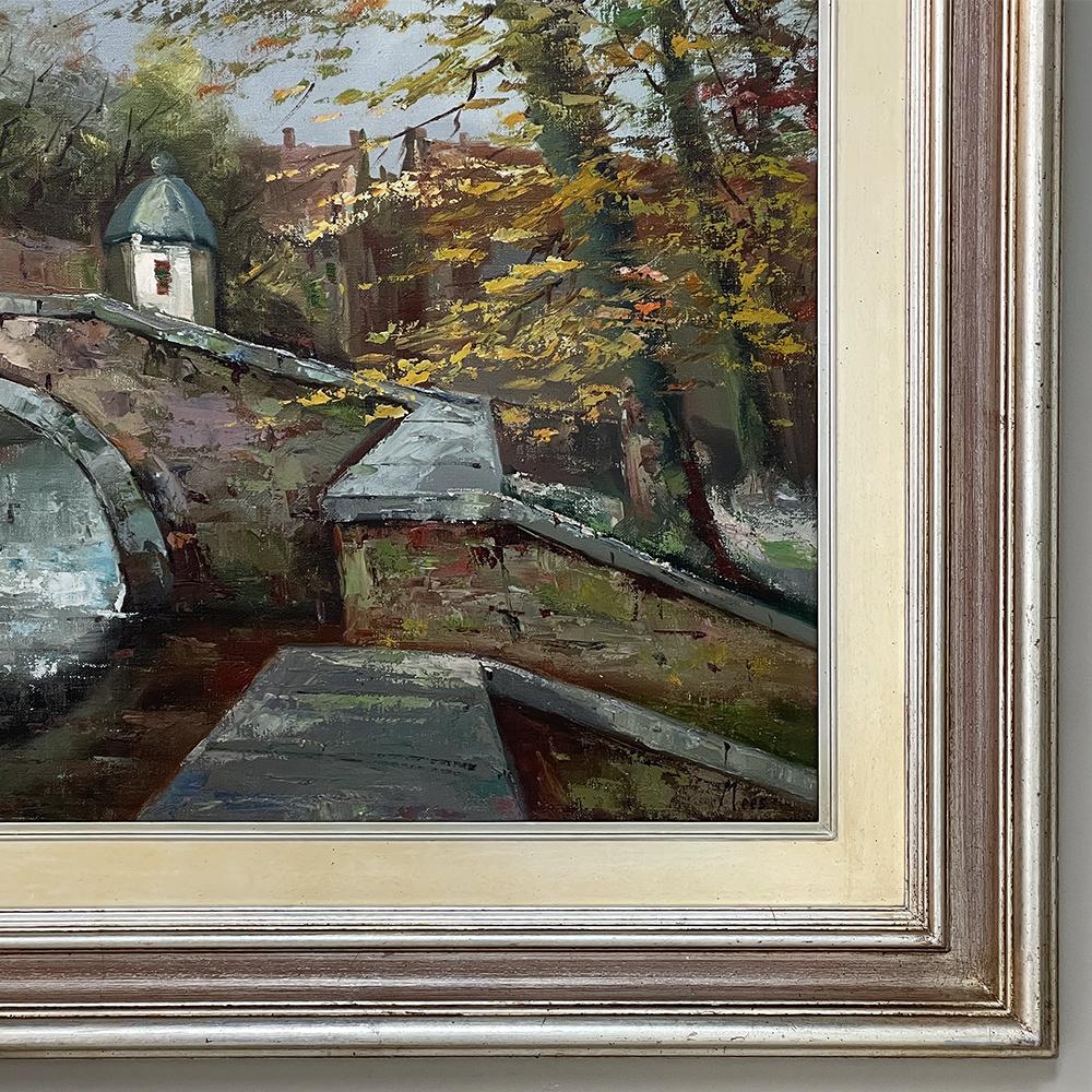 Vintage Framed Oil Painting on Canvas by Mees For Sale 1