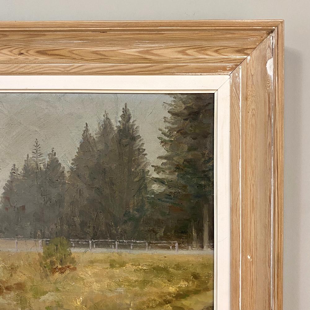 Milieu du XXe siècle Peinture à l'huile sur toile vintage encadrée de W. Libert en vente