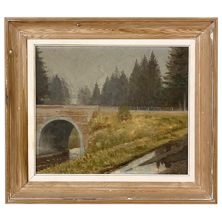 Vintage Framed Oil Painting on Canvas by W. Libert